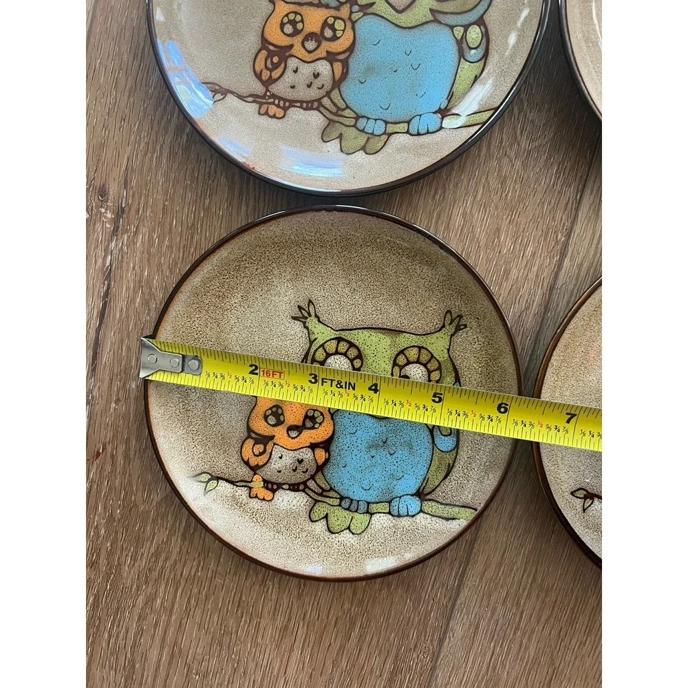 Set Of 6 Pier 1 Imports Owl Buddy Stoneware Plate 6